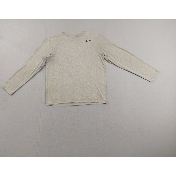 Nike Other - Nike Men Athletic Shirt M Gray Dri Fit 100% Polyester Logo Long Sleeve Crew Neck